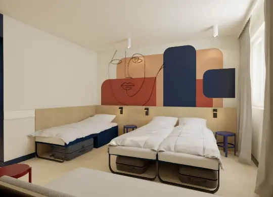 Auf Klassenfahrt mit HEROLÉ: Zimmerbeispiel im MEININGER Hotel Barcelona Fira Gran Via