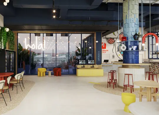 Auf Klassenfahrt mit HEROLÉ: Lobby im MEININGER Hotel Barcelona Fira Gran Via