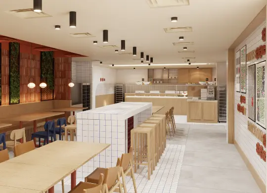 Auf Klassenfahrt mit HEROLÉ: Frühstücksraum im MEININGER Hotel Barcelona Fira Gran Via
