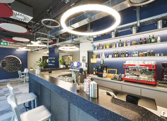 Auf Klassenfahrt mit HEROLÉ: Bar im Meininger Hotel in Genf