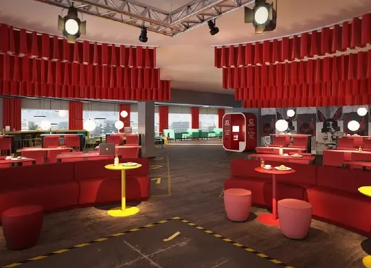 Frühstücksraum im MEININGER Dresden Zentrum Auf Klassenfahrt mit HEROLÉ: Frühstücksraum im MEININGER Dresden Zentrum