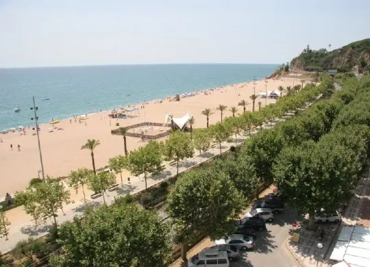 Auf Klassenfahrt mit HEROLÉ: Hotel Internacional Blick vom Balkon auf den Strand in Katalonien