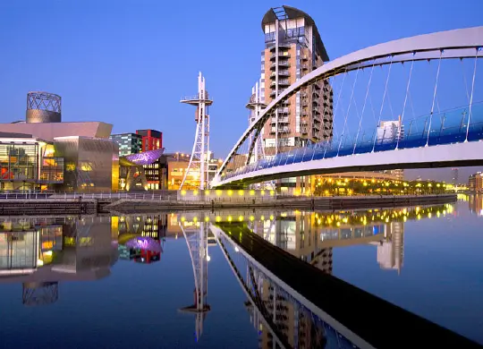 Auf Klassenfahrt mit HEROLÉ:  Die Millenium Bridge in Salford Quays in Manchester