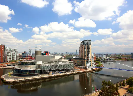 Auf Klassenfahrt mit HEROL&Eacute;: Panorama in Manchester.