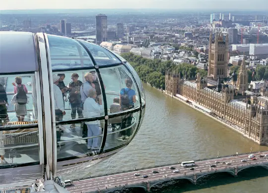 Auf Klassenfahrt mit HEROLÉ: der Blick aus dem Eye auf die Houses of Parliaments in London
