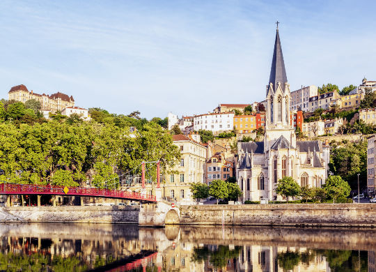 Sicht über den Saône Fluss in Lyon Auf Klassenfahrt mit HEROLÉ: Sicht über den Saône Fluss in Lyon.