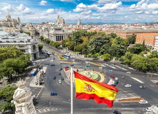 Blick über Skyline von Madrid  Auf Klassenfahrt mit HEROLÉ: Blick über Skyline von Madrid.
