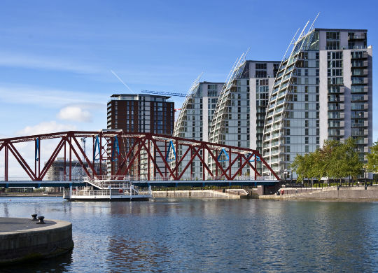 Manchester - Salford Quays Klassenfahrt - Manchester - Blick auf die Salford Quays