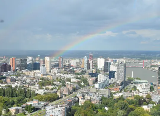 Auf Klassenfahrt mit HEROLÉ: ein Blick über die Stadt vom Euromast in Rotterdam