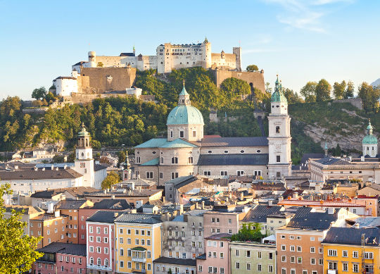 Salzburger Land - Salzburg Klassenfahrt - Salzburg - Blick auf Salzburg bei Sonnenuntergang
