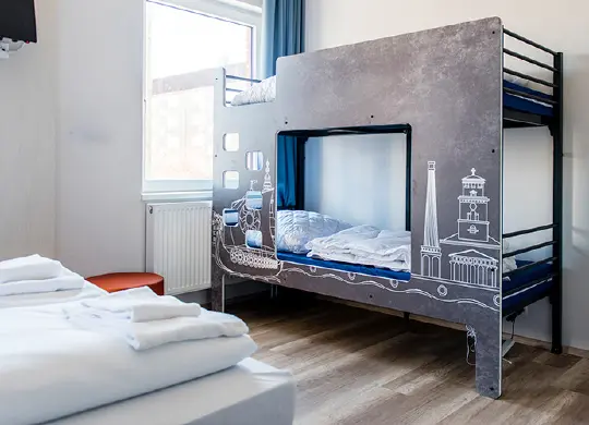Vierbettzimmer im A&O Hostel Kopenhagen Norrebro Auf Klassenfahrt mit HEROLÉ: Vierbettzimmer im A&O Hostel Kopenhagen Norrebro