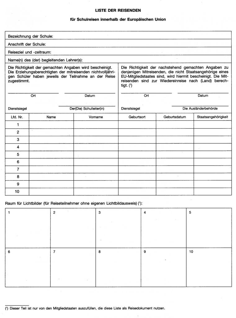 Eine Schülersammelliste kann eine Klassenfahrt ins Ausland erleichtern