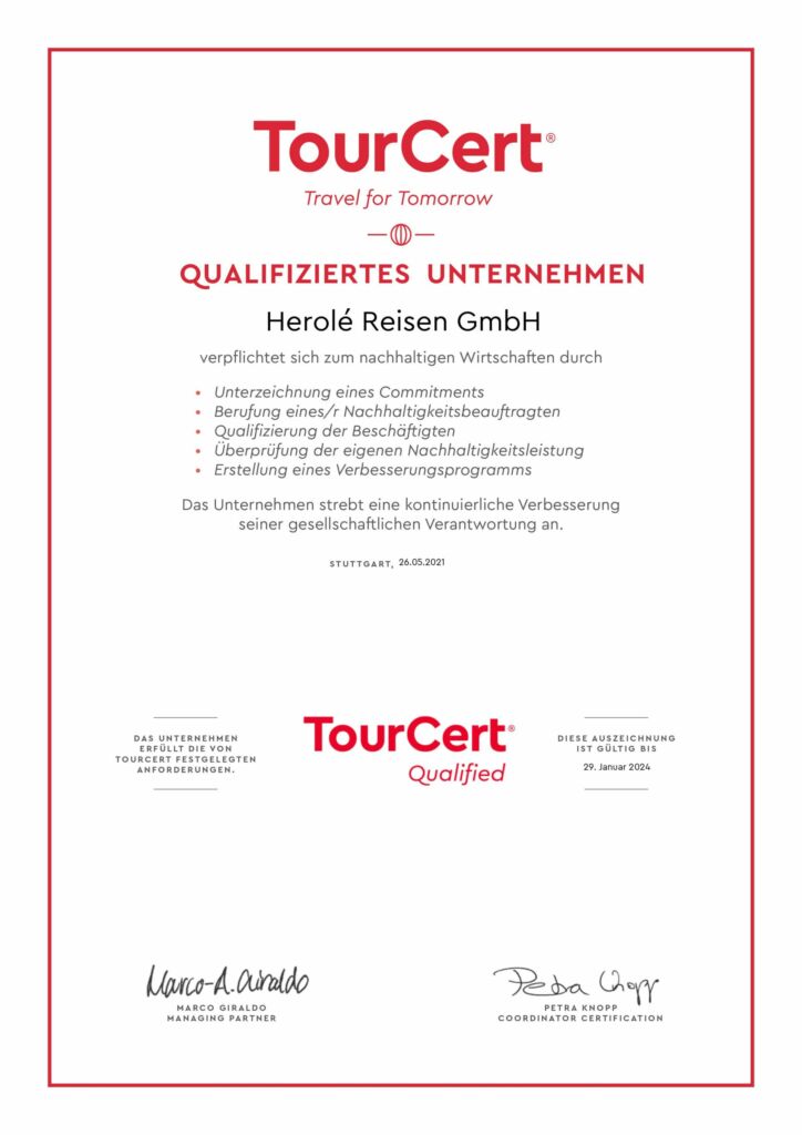 TourCert Zertifikat von HEROLÉ 2021